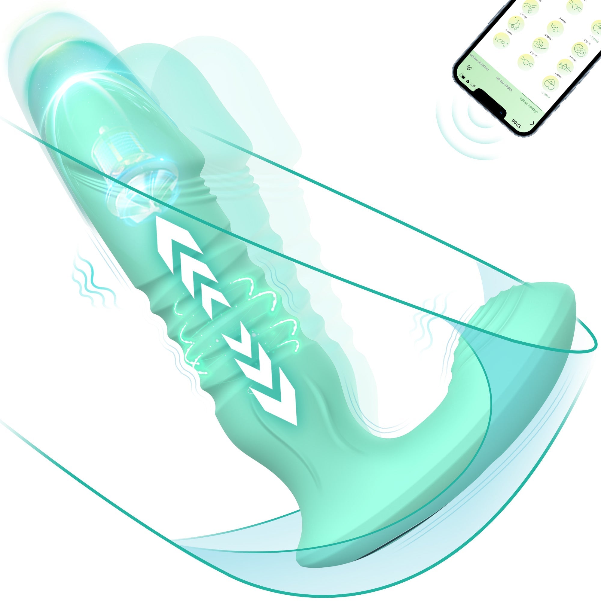 Vibrador Dildo para Punto G con Funciones de Empuje y Diseño Flexible