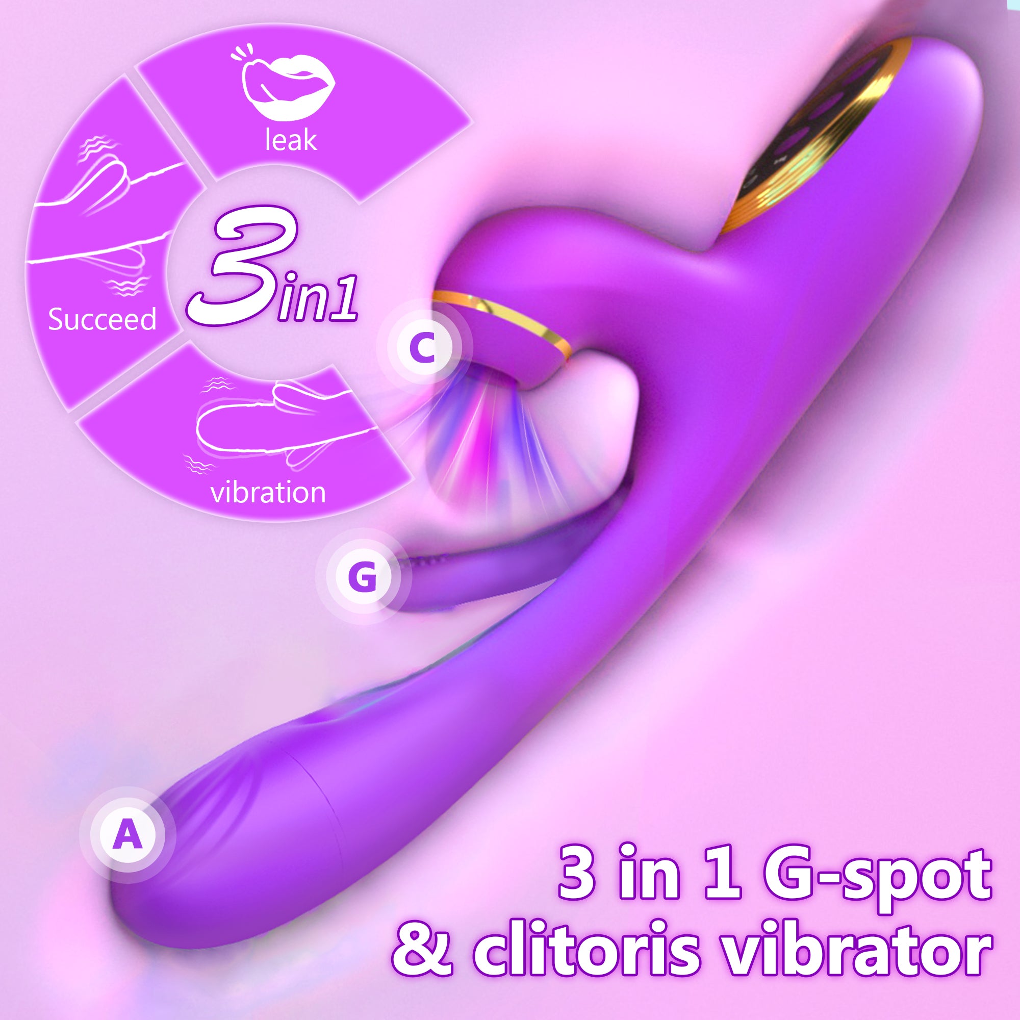 Vibrador para Punto G con 10 modos de vibración, 10 modos de impacto y 10 modos de lamido