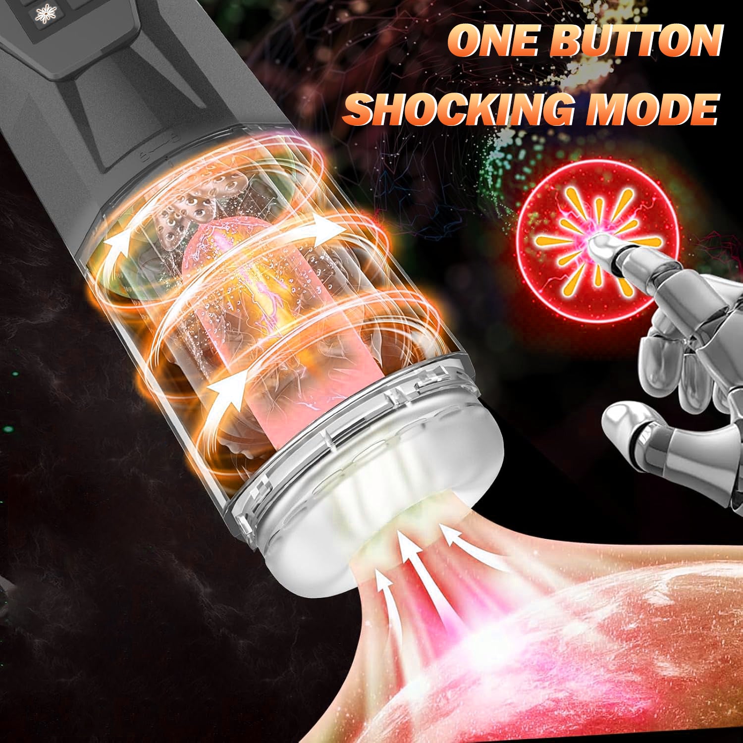 Masturbador masculino automático con 7 modos de vibración, rotación, empuje y lamido