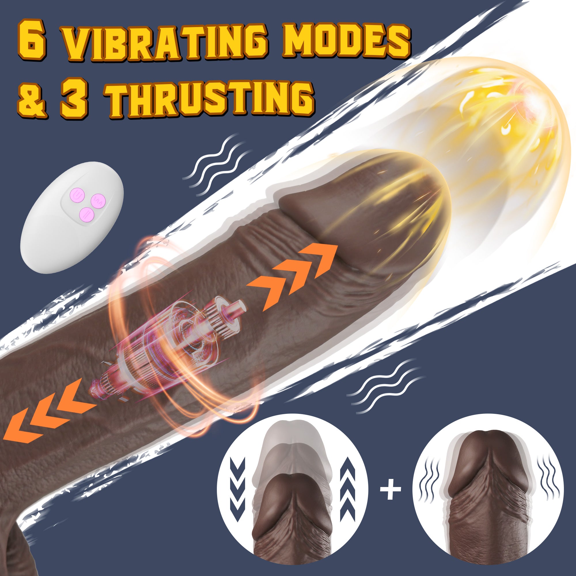 Vibrador realista con patrones de empuje y vibración