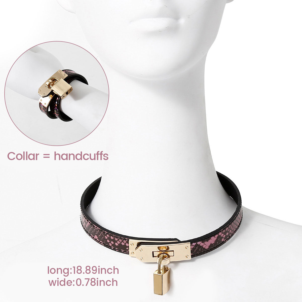 Collar y esposas de cuero 2 en 1