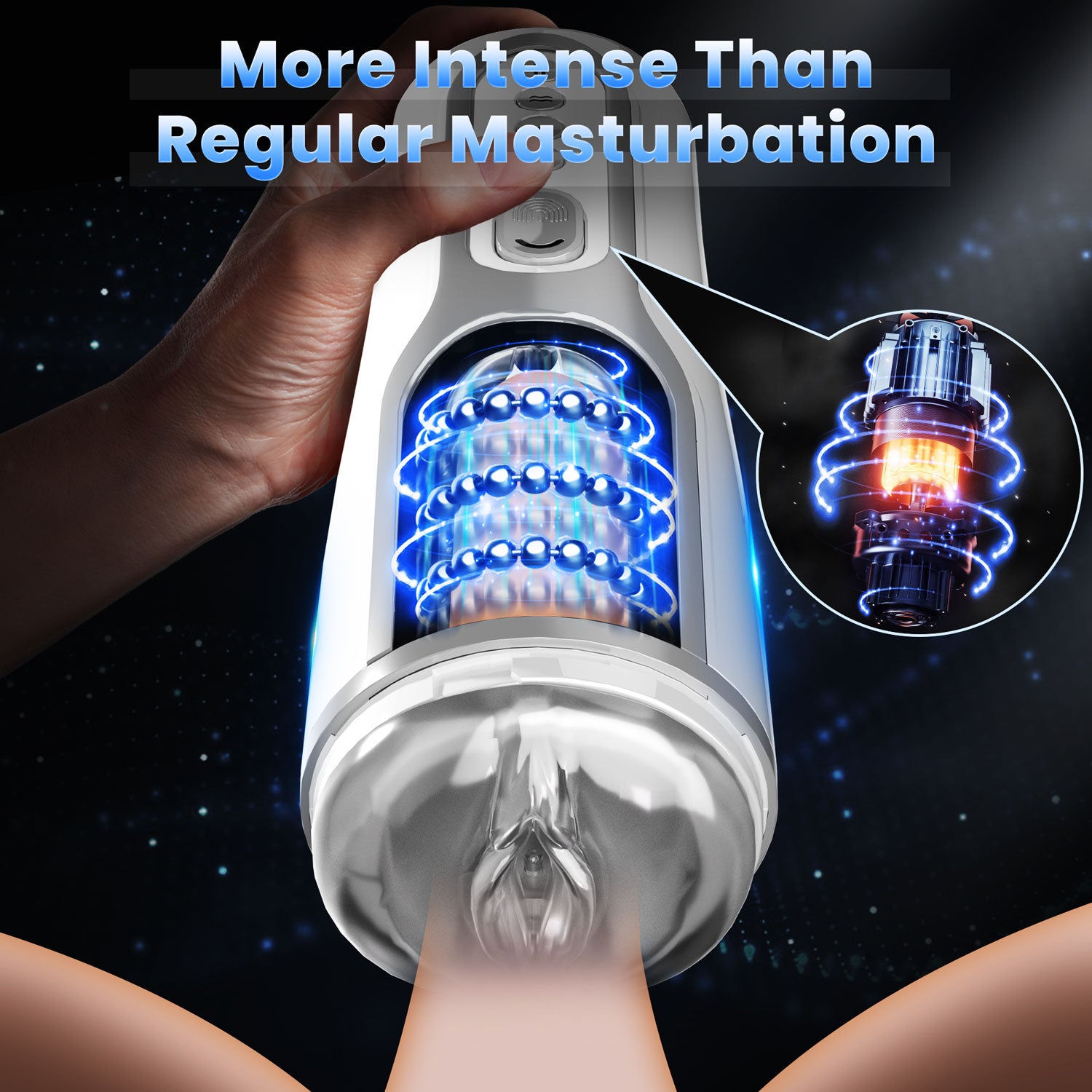 Masturbador masculino automático con empuje y perlas masajeadoras