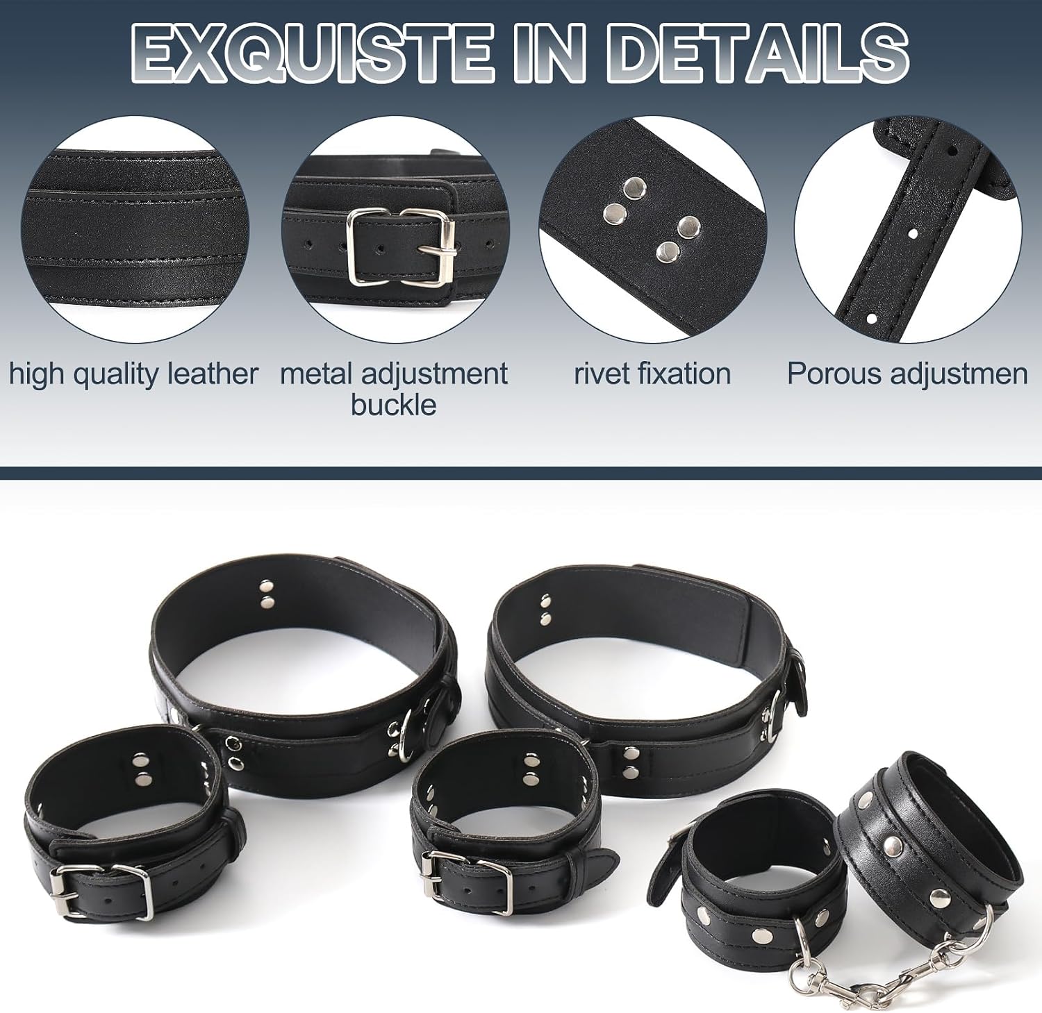 Kit ajustable de sujeción BDSM – correas 3 en 1 para muñeca, muslo y tobillo