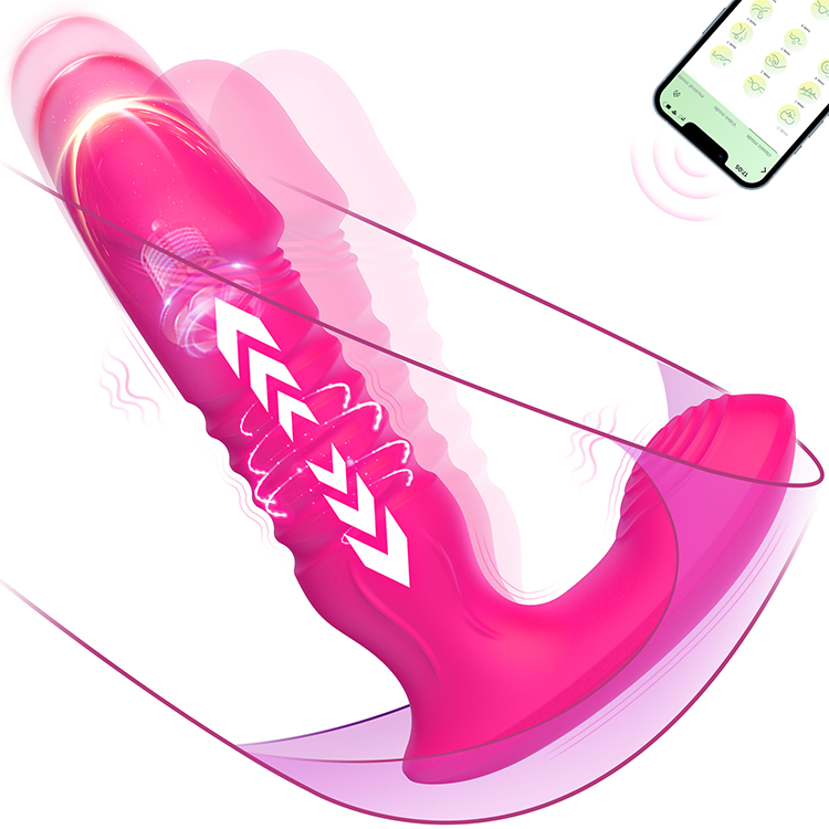 Vibrador con consolador para punto G con modos de empuje y vibración