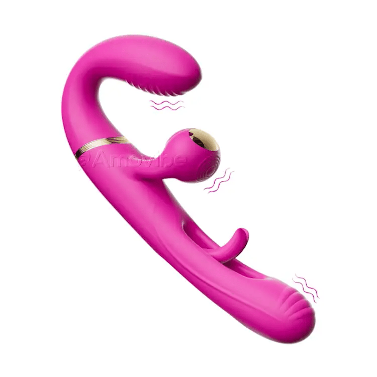 Dildo de doble extremo con 4 motores y 10 modos de vibración y palmadas