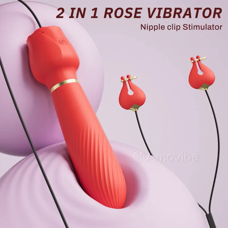 Vibrador clitoriano con pinzas para pezones