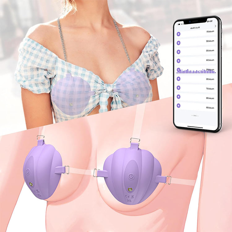 Vibrador para pezones con diseño de concha portátil con control por APP y correas ajustables