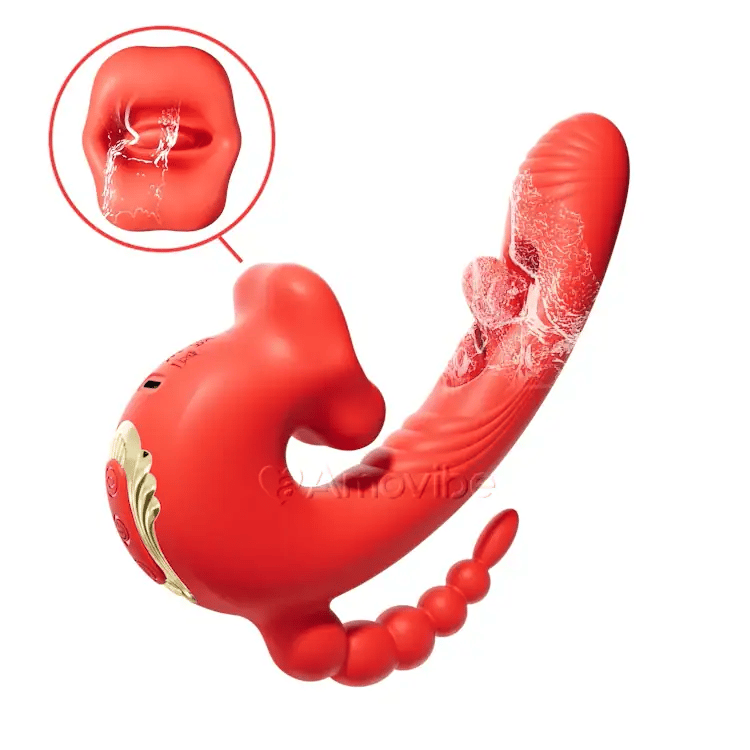 Vibrador 5 en 1 controlado por aplicación con modos de lamido, aleteo y succión