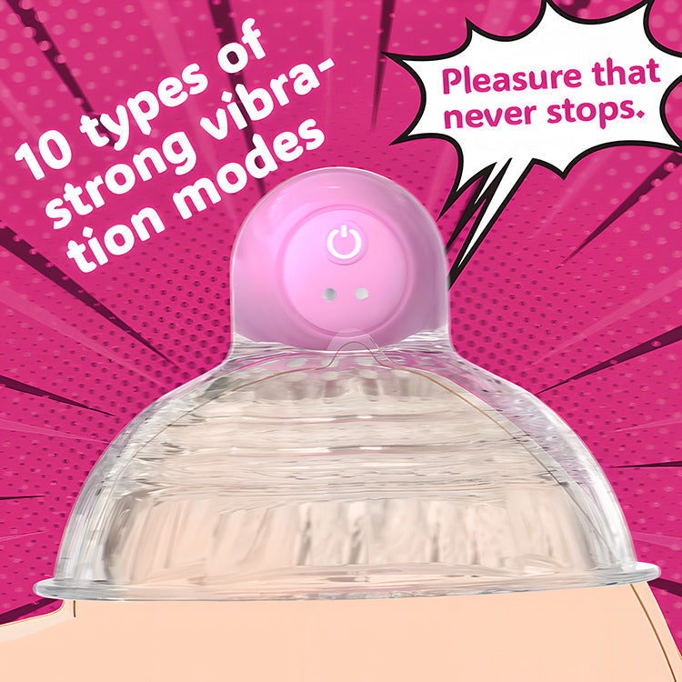 Vibrador de pezón transparente con control remoto y 10 modos de vibración