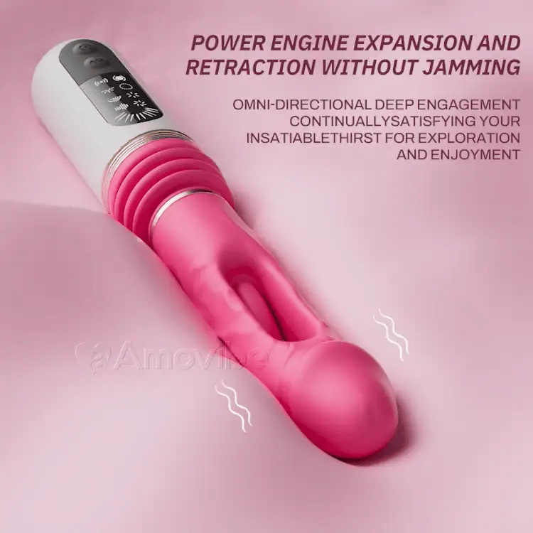 Vibrador dildo de empuje con patrones de aleteo y vibración (base de succión incluida)