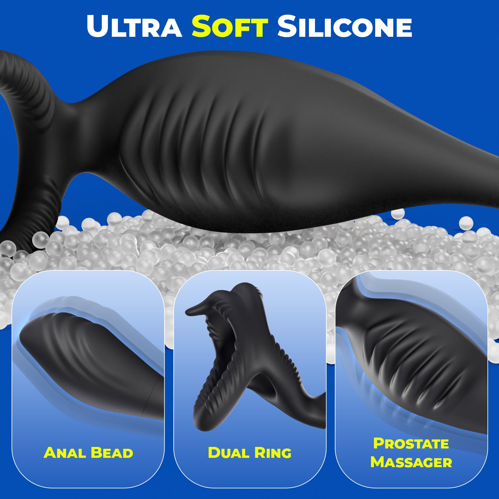 Masajeador de Próstata KERERO con Anillo Vibrador para Pene, 10 Intensos Juguetes Sexuales Masculinos Vibratorios, Anillos Vibradores para Pene con Control Remoto, Juguetes Sexuales para Parejas, Juguetes para Adultos Tapón Anal para Hombres