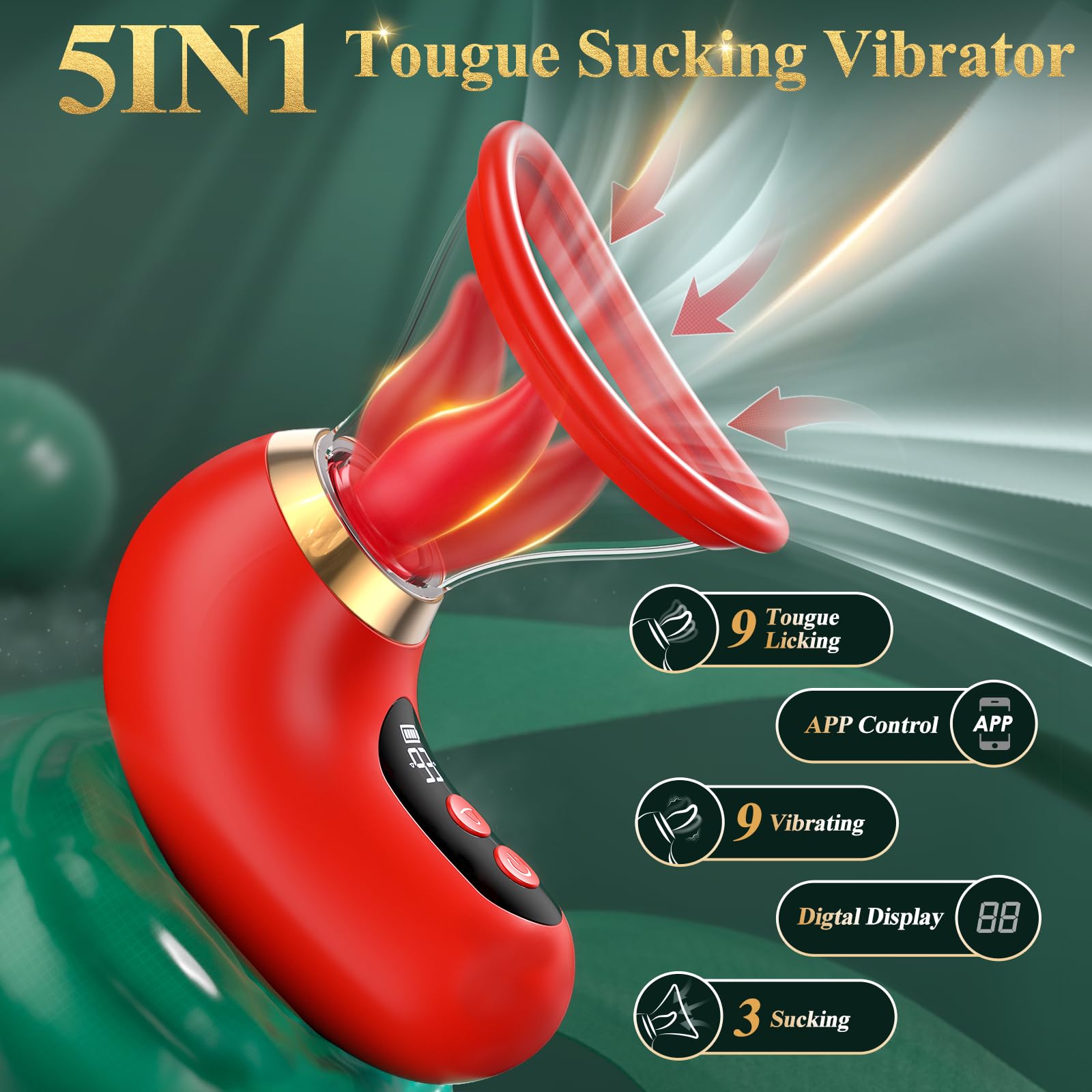 Women's 5IN1 Rose Vibrator - Sucking, Licking & G-Spot Stimulation