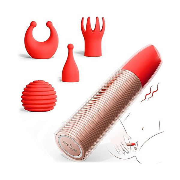 Vibrador clitoriano con 5 fundas diferentes