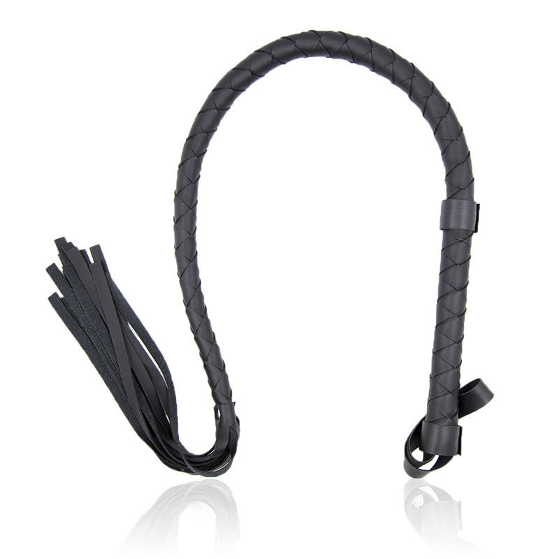 Látigo de cuero negro con borlas tachonadas – Látigo de bondage BDSM