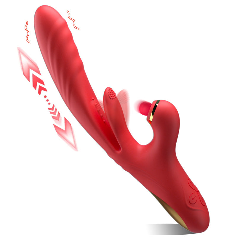 Vibrador de empuje 5 EN 1 con lamido, vibración, calentamiento y estimulación del clítoris