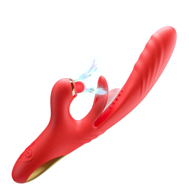 Vibrador de empuje 4 EN 1 con lamido, vibración y golpeteo del clítoris