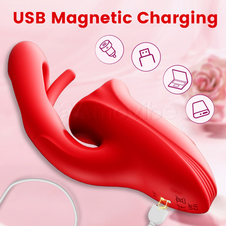 Vibrador aleteante para punto G con función de besar y lengua vibratoria