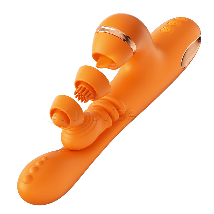 Vibrador para Punto G con Masaje de Movimiento Circular, Vibración y 3 Fundas para Golpecitos en el Clítoris, Cosquilleo y Lamer