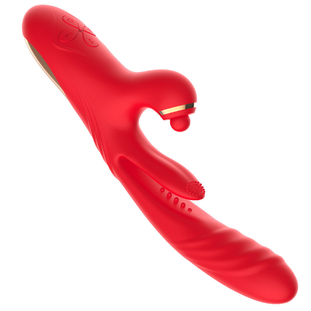 Vibrador de empuje 5 EN 1 con lamido, vibración, calentamiento y estimulación del clítoris