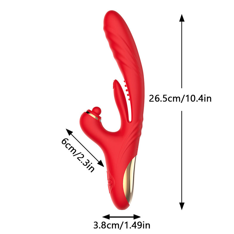 Vibrador de empuje 5 EN 1 con lamido, vibración, calentamiento y estimulación del clítoris