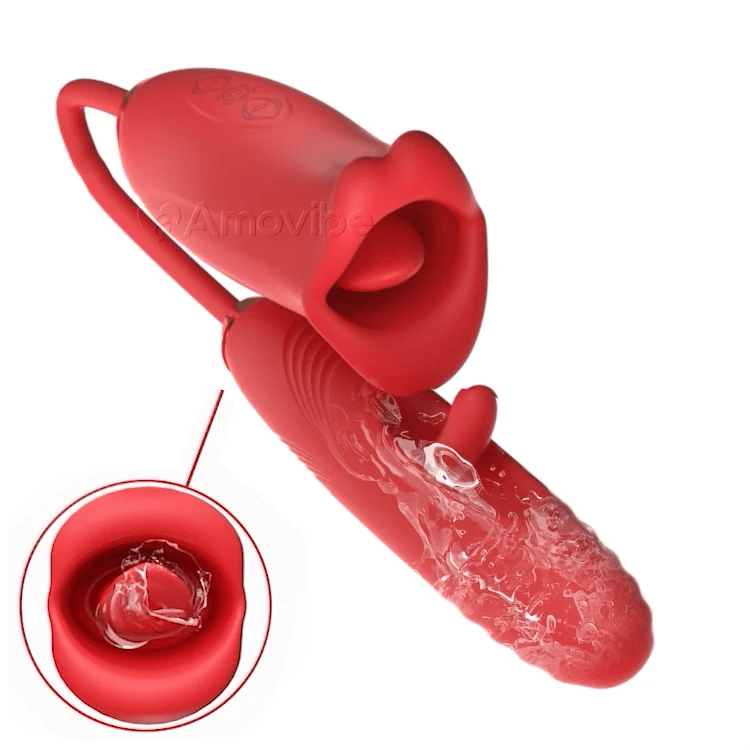 Vibrador aleteante para punto G con función de besar y lengua vibratoria