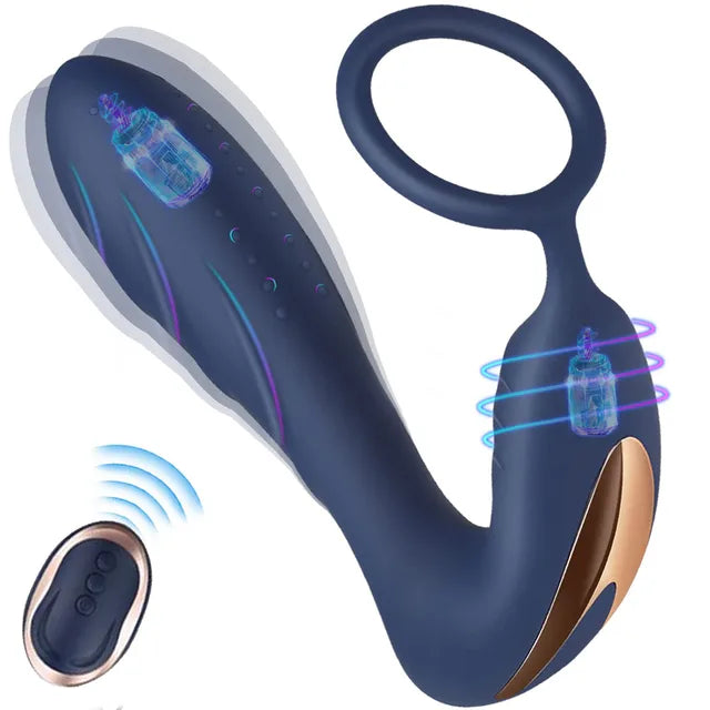 Anillo para el pene y masajeador de próstata - Juguete de silicona para retrasar la eyaculación