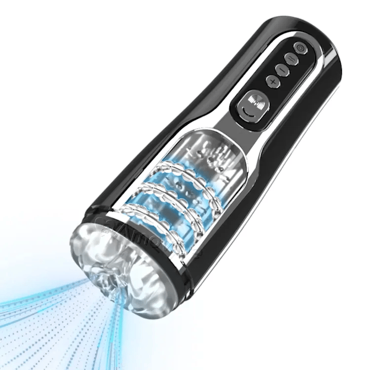 Masturbador masculino con acariciador y vibración con perlas masajeadoras