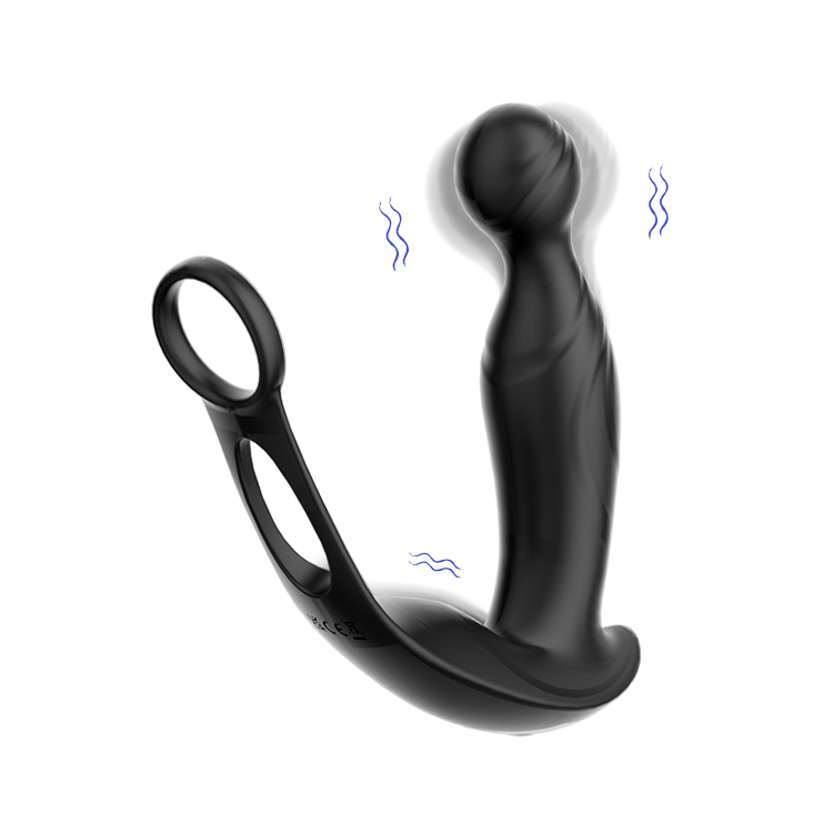 Masajeador de próstata giratorio con anillo para el pene
