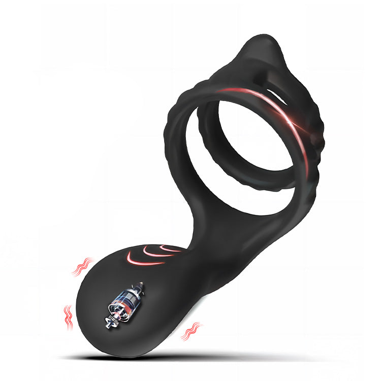 Anillo para pene con vibración, masajeador de testículos y estimulador de próstata para control definitivo
