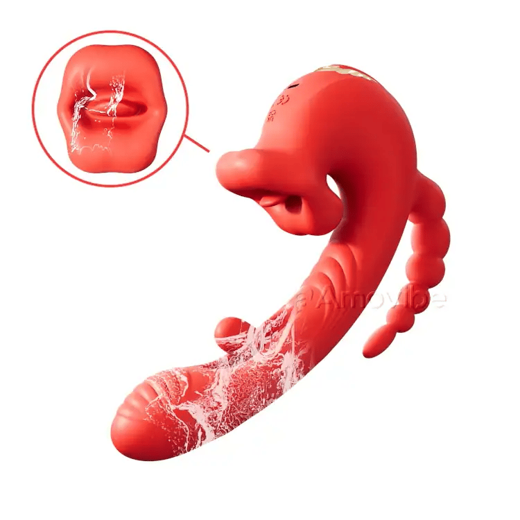 Vibrador 5 en 1 controlado por aplicación con modos de lamido, aleteo y succión