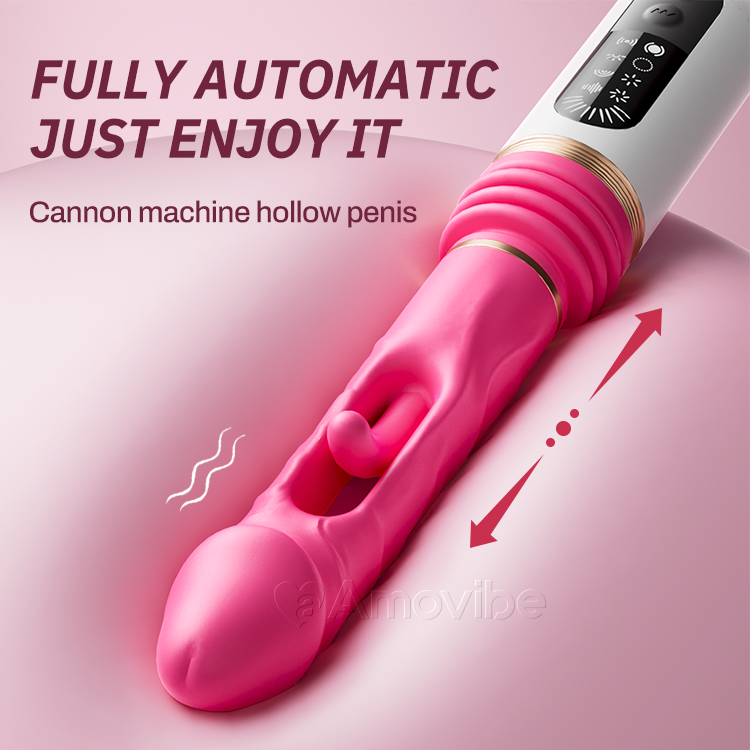 Vibrador dildo de empuje con patrones de aleteo y vibración (base de succión incluida)