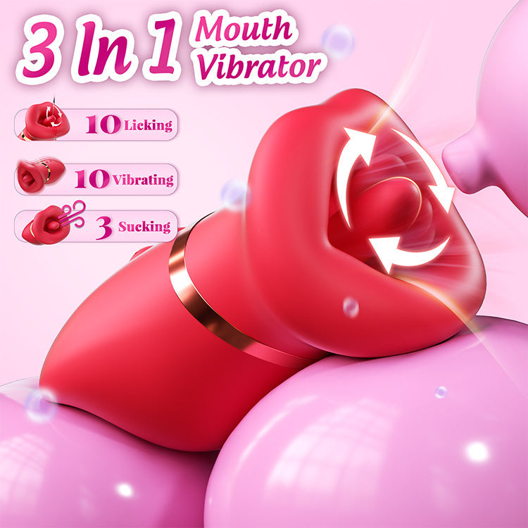 Vibrador de lengua con succión y vibración 360°