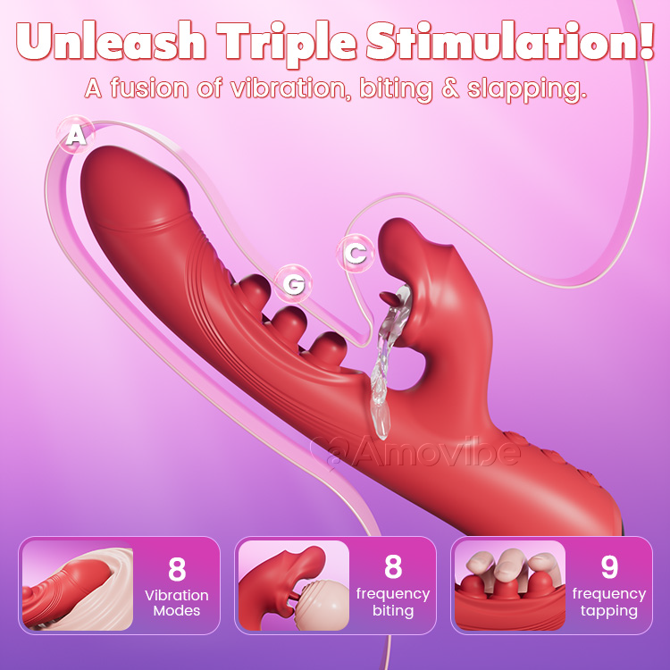 Vibrador de Beso y Triple Toque – Estimulación del Clítoris y Punto G