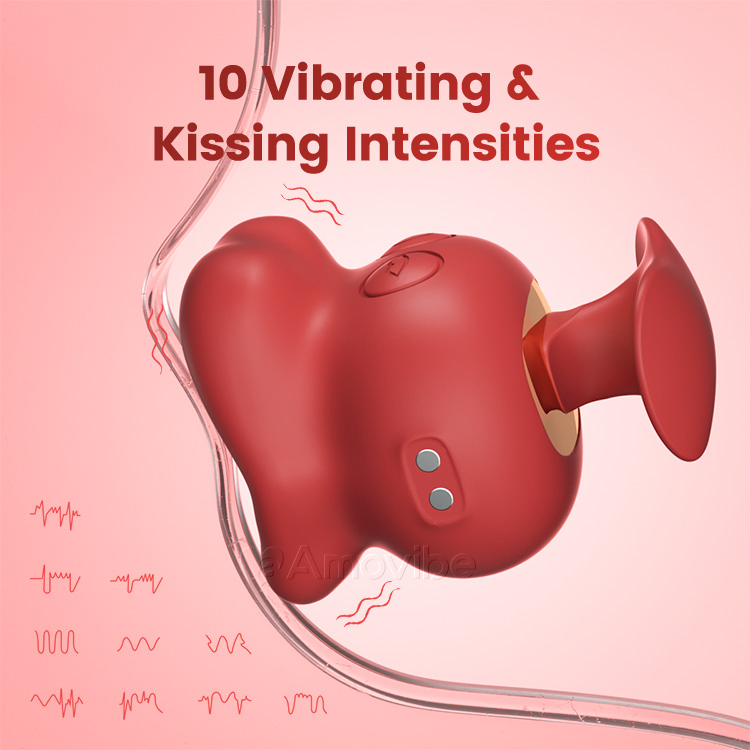 Vibrador de agarre para dedo con 10 modos de beso y vibración