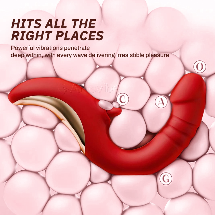 Vibrador para Punto G con Lengüeteo y Empuje