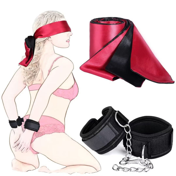 Handcuffs and Satin Mask for a Thrilling BDSM Experience