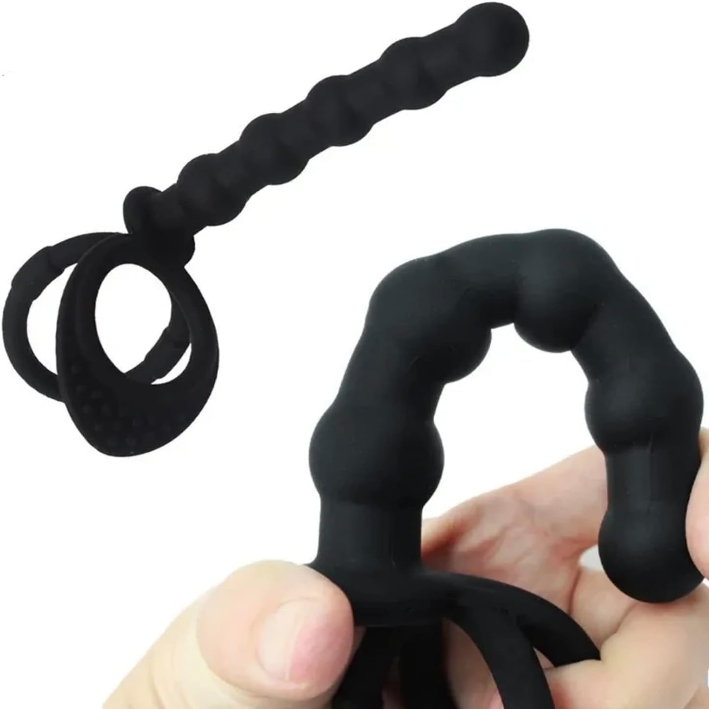 Anal Beads & Dual Cock Rings – Couples’ Butt Plug Set