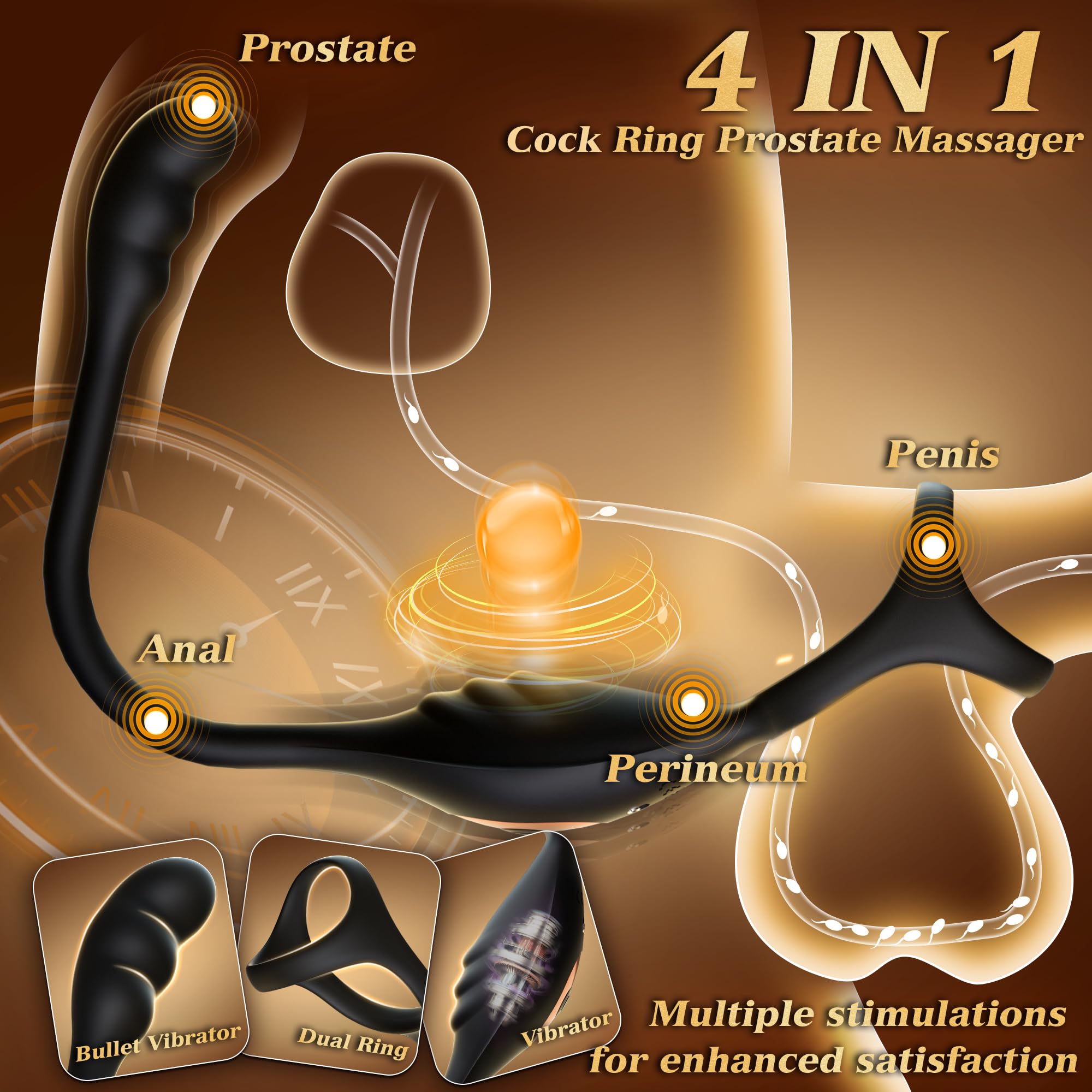 Vibrador remoto para próstata y anillo para pene con 10 modos para hombres