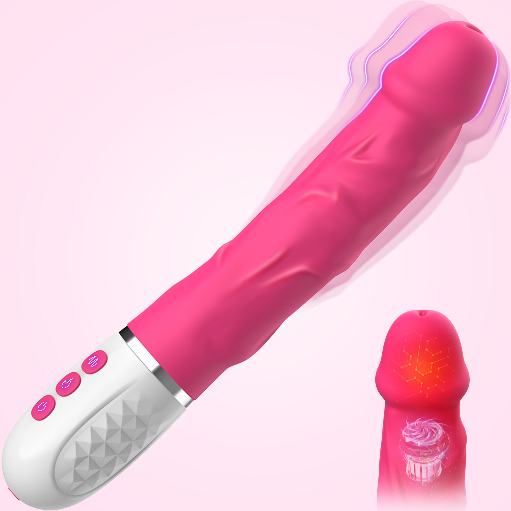 Vibrador dildo con vibración y calentamiento
