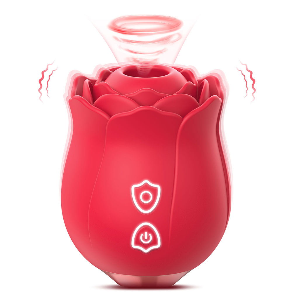 Vibrador de rosa con succión