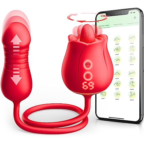 Vibrador Rosa con Lengua Giratoria y Vibrador de Empuje