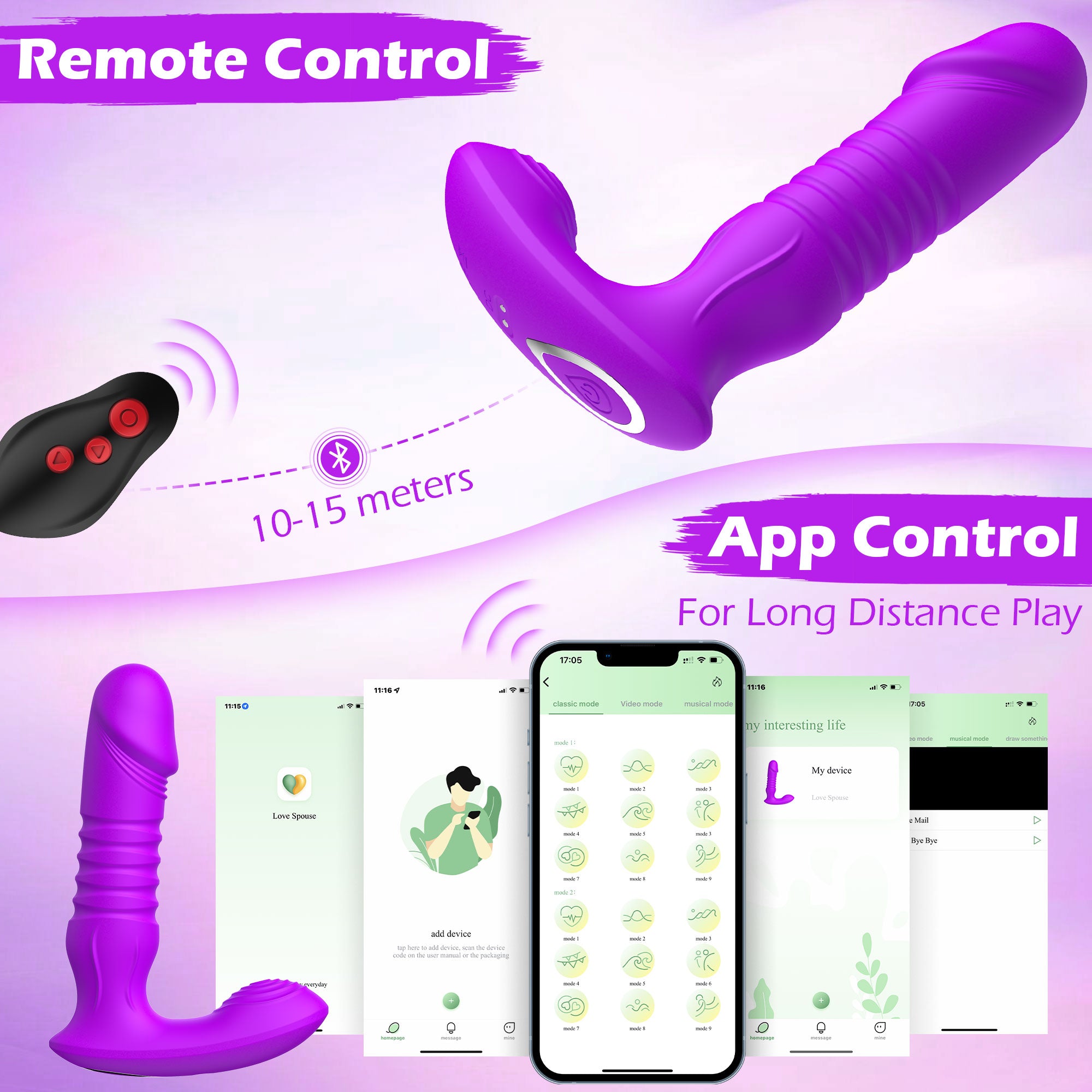 Vibrador de Punto G con Funciones de Empuje y Vibración