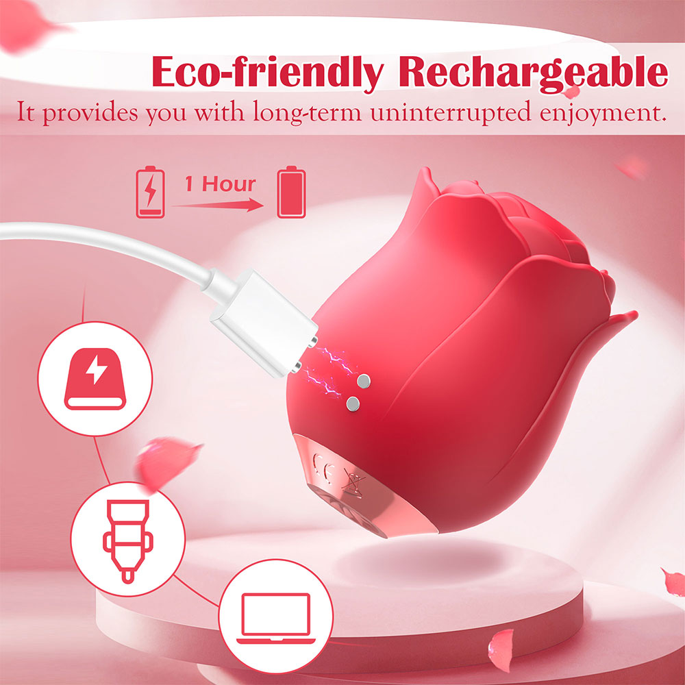 Vibrador de rosa con succión