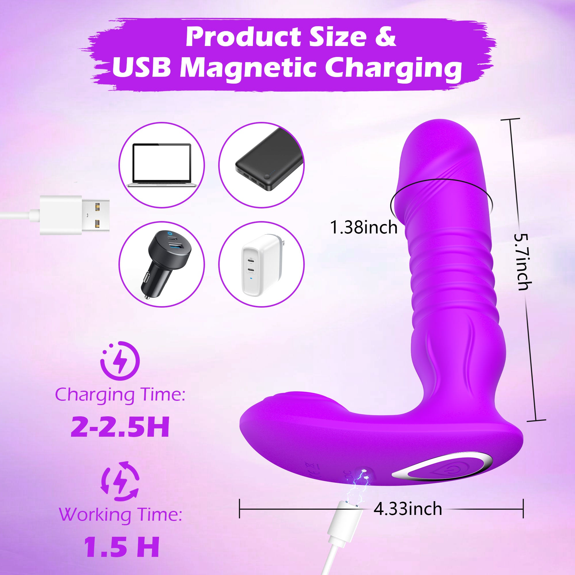 Vibrador de Punto G con Funciones de Empuje y Vibración