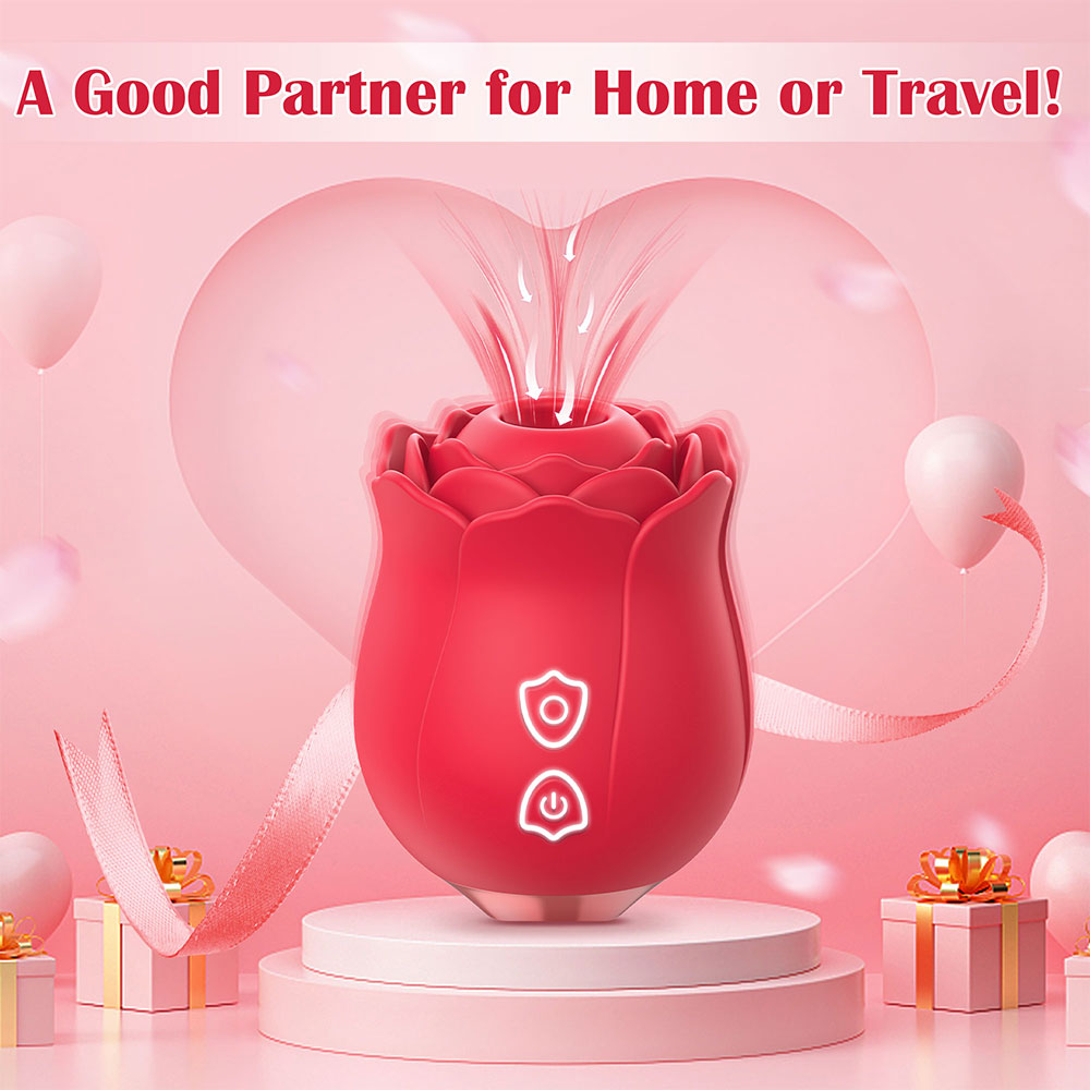 Vibrador de rosa con succión